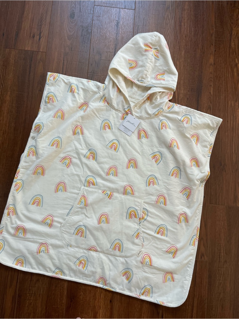 NWT Pehr Kids Rainbow Hooded Poncho Beach Swim Coverup 4-6Y unisex